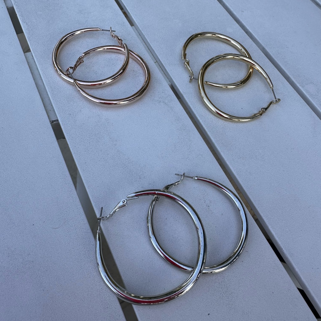 Lane Bryant Gold, Silver, And Rose Gold Hoop Earrings